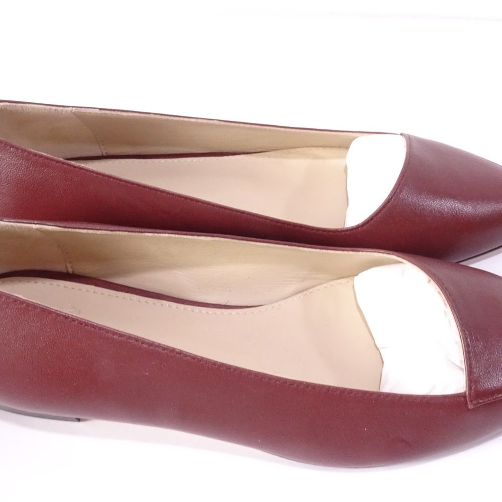 Theory Pointed Flat in Leather Flats Maroon NIB 320 Sz 37 - Picture 8 of 11
